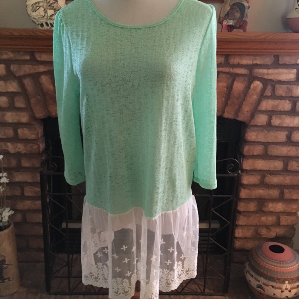 Mint with lace at bottom tunic.